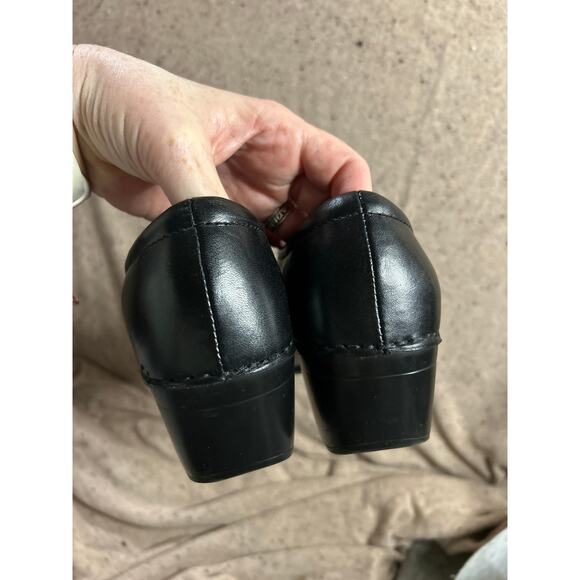 Dansko Stacie Black Leather Clogs 39 EUC Comfort Slip-On Classic Work Shoe - Picture 5 of 10